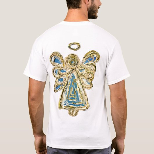 Blue Holiday Guardian Angel Custom Art T - Shirt (Rückseite)