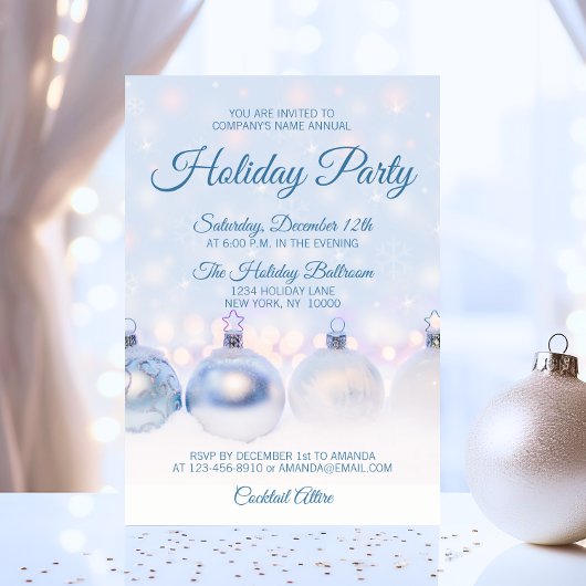 Blue HOLIDAY PARTY Office Company Mitarbeiter Einladung