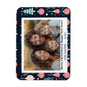 Blue Holiday Print Foto Weihnachten Magnet (Vertikal)