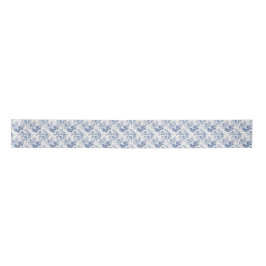 Blue Holiday Ribbon mit französischem Blumenmuster Satinband