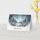 Blue Holiday Snow Scene Frohe Weihnachten Karte (Gelbe Blume)