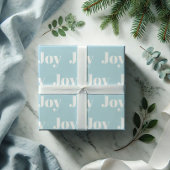 Blue Holiday Wrapping Paper Joy Typografy Geschenkpapier