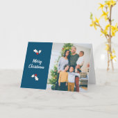 Blue Holly Berries Digital Foto Weihnachtskarten Karte (Gelbe Blume)