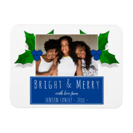 Blue Holly Berry Pflanze Blätter Foto Weihnachten Magnet