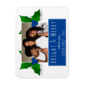 Blue Holly Berry Pflanze Blätter Foto Weihnachten Magnet (Vertikal)