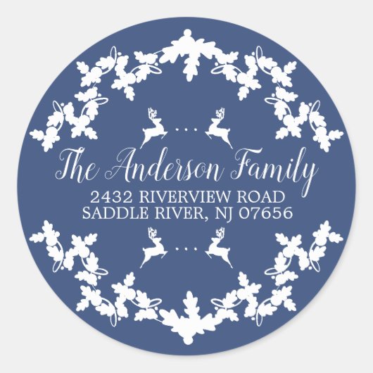 Blue Holly Berry Rücksendeadresse Round Sticker (Vorderseite)