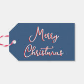 Blue Holly Jolly Frohe Weihnachtsfamilie Name Geschenkanhänger (Rückseite Horizontal)