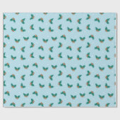 Blue Holly Leaves Classic Christmas Gift Wrap Geschenkpapier (Flach)