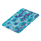 Blue Hollyhock Mallow Malva Blume Blumenbemalung Magnet (Linke Seite)