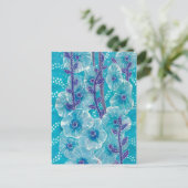 Blue Hollyhock Mallow Malva Blume Blumenbemalung Postkarte (Stehend Vorderseite)