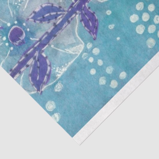 Blue Hollyhock Mallow Malva Blume Blumenbemalung Seidenpapier (Ausschnitt)