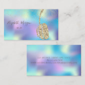 Blue Holographic Glitzer Headphone DJ, Confetti Visitenkarte (Vorne/Hinten)