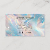 Blue Holographic Opal Gold Glitter Makeup, Beauty Visitenkarte (Rückseite)