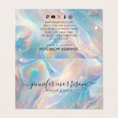 Blue Holographic Opal Gold Glitter Makeup, Beauty Visitenkarten (Außenseite Aufgefaltet)