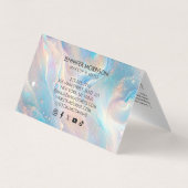 Blue Holographic Opal Gold Glitter Makeup, Beauty Visitenkarten (Rückseite)