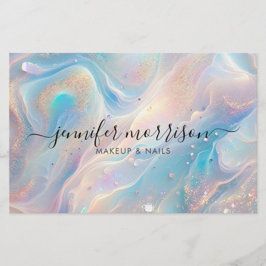 Blue Holographic Opal Gold Glitzer Makeup, Beauty Flyer (Vorne)