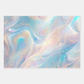 Blue Holographic Opal Gold Glitzer Makeup, Beauty Geschenkpapier Set (Vorderseite)