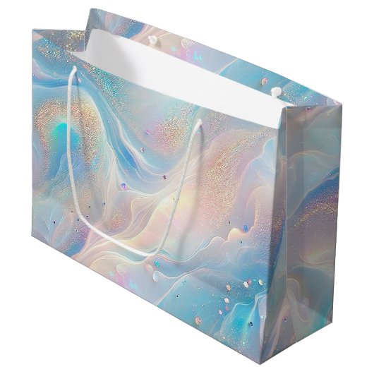 Blue Holographic Opal Gold Glitzer Makeup, Beauty Große Geschenktüte (Vorderseite Schrägansicht)