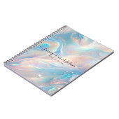 Blue Holographic Opal Gold Glitzer Personalisiert Notizblock (Linke Seite)