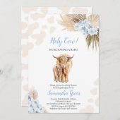 Blue Holy Cow Baby Dusche Einladung (Vorne/Hinten)