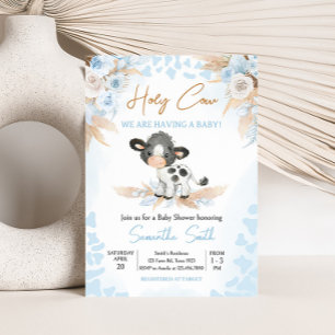 Blue Holy Cow Baby Dusche Einladung