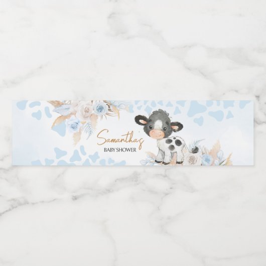 Blue Holy Cow Baby Dusche Wasserflaschenetikett (Einzelnes Label)