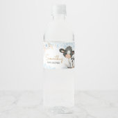 Blue Holy Cow Baby Dusche Wasserflaschenetikett (Vorderseite)
