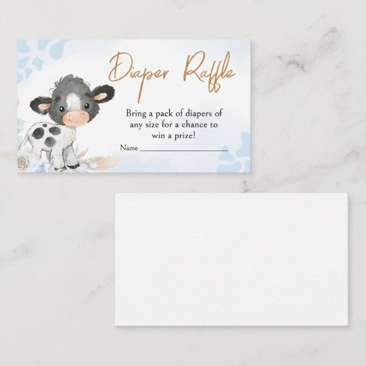 Blue Holy Cow Baby Dusche Windelwanne Raffle Begleitkarte (Vorne/Hinten)