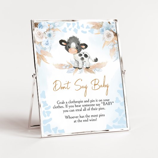 Blue Holy Cow Baby Shower Say Baby nicht Poster