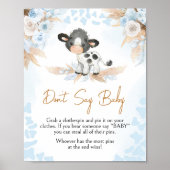 Blue Holy Cow Baby Shower Say Baby nicht Poster (Vorne)