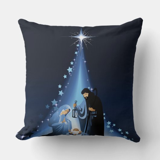 Blue Holy Night Weihnachtskrippe Kissen (Vorderseite)