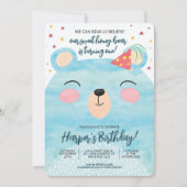 Blue Honey Bear Birthday Einladung (Vorderseite)