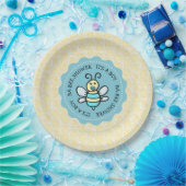 Blue Honey Bee Boy's Baby Shower Pappteller (Party)