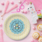 Blue Honey Bee Boy's Baby Shower Pappteller (Party)