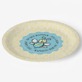 Blue Honey Bee Boy's Baby Shower Pappteller (Schrägansicht)