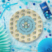 Blue Honey Bee Boy's Baby Shower Pappteller (Party)