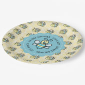 Blue Honey Bee Boy's Baby Shower Pappteller (Schrägansicht)