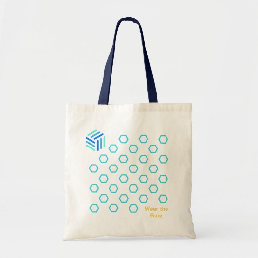 Blue Honeycomb Tote Bag | Öko-freundliches Bienend Tragetasche (Vorne)
