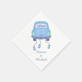 Blue Honeymoon Car Wedding Serviette (Ecke)
