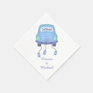 Blue Honeymoon Car Wedding Serviette