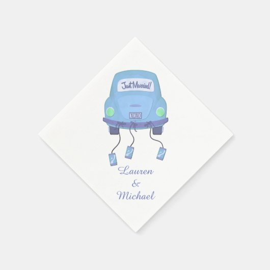 Blue Honeymoon Car Wedding Serviette (Ecke)