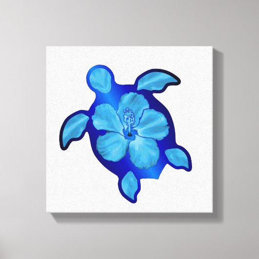Blue Honu Turtle und Hibiskus Leinwanddruck (Vorderseite)