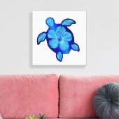 Blue Honu Turtle und Hibiskus Leinwanddruck (Insitu (Wohnzimmer))