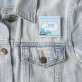 Blue Hoot Owls Baby Showname Schaltfläche Button (Beispiel)