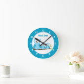 Blue Hoot Owls Wall Clock Runde Wanduhr (Zuhause)