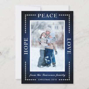 Blue Hope Peace Liebe Snow Stars Weihnachts-Foto Feiertagskarte