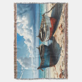 "Blue Horizon". Eine farbenfrohe Seascape Decke (Vorderseite Vertikal)