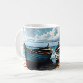 "Blue Horizon". Eine farbenfrohe Seascape Kaffeetasse (Vorderseite Links)