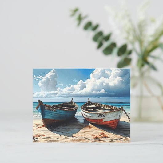 "Blue Horizon". Eine farbenfrohe Seascape Postkarte (Stehend Vorderseite)