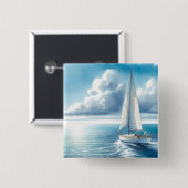 Blue Horizon Solitary Sailboat Button (Vorne & Hinten)